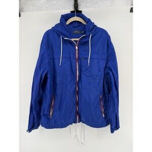 Polo Ralph Lauren Men's XL Blue Hooded Zip Windbreaker Jacket patriotic olympics